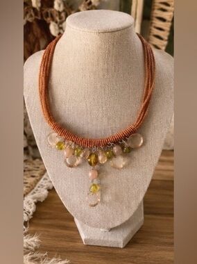 ✨🧡 Boho Faceted Beaded Necklace | Earth Tone Multi-Strand ✨🧡